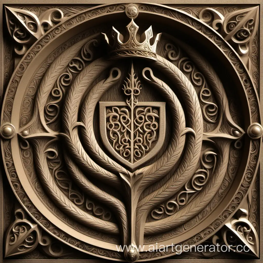 Fantasy-Korshun-with-Crown-Coat-of-Arms-Intricate-Lord-of-the-Rings-Style-BasRelief