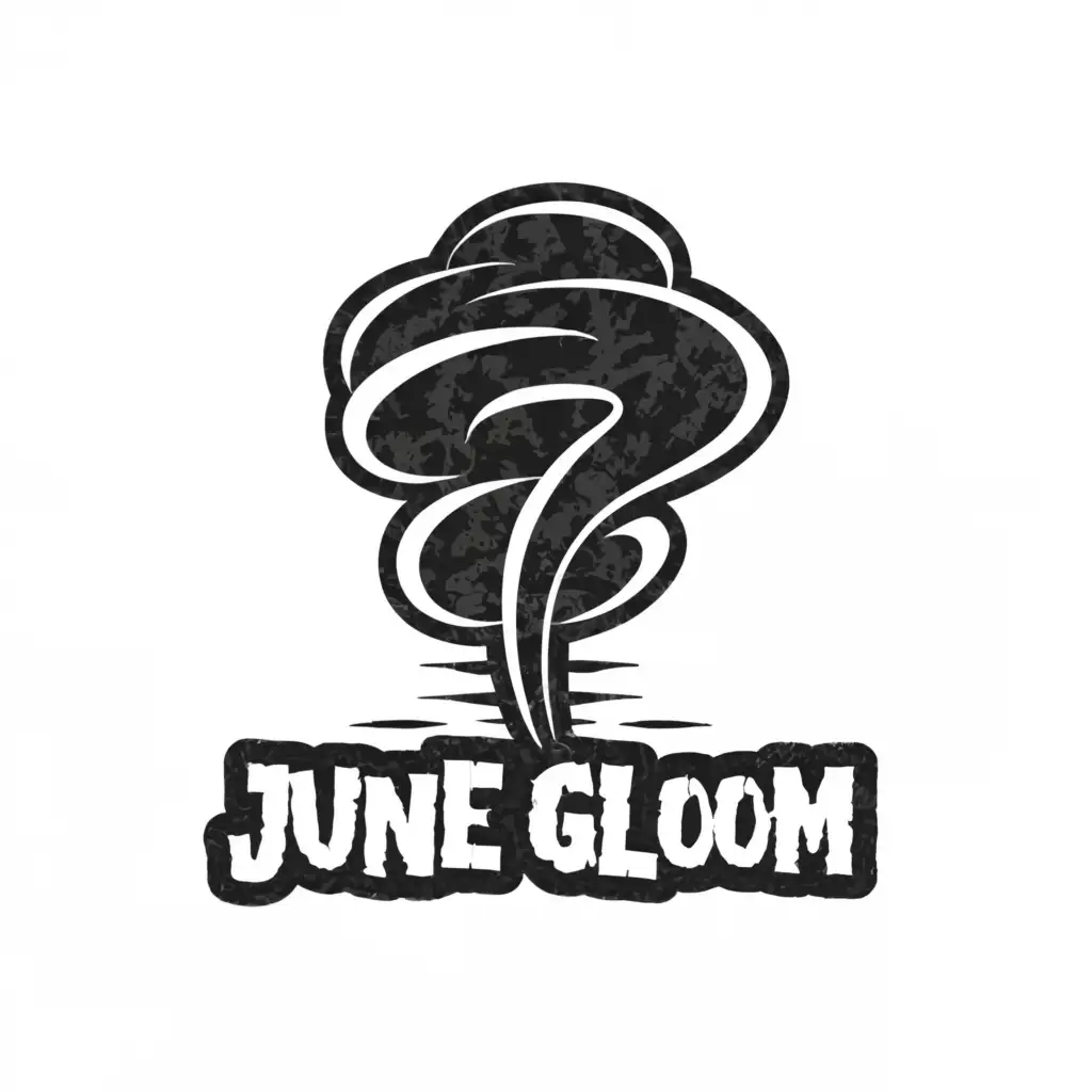 a logo design,with the text "June Gloom", main symbol:tornado, evil,complex,be used in Entertainment industry,clear background