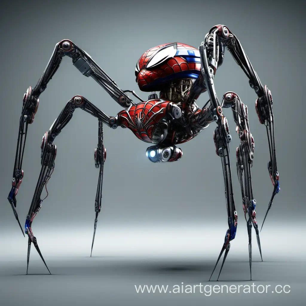 паук человек робот,часть тела от живого паука,, остаольное робот, 