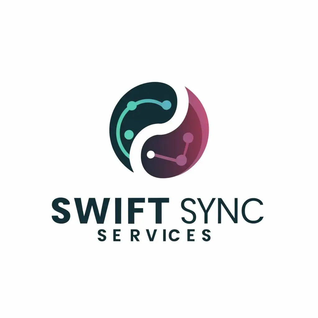 a logo design,with the text "Swift Sync Services", main symbol:Yin Yang, Swift, Sync, Technology, Innovation,Minimalistic,be used in Technology industry,clear background