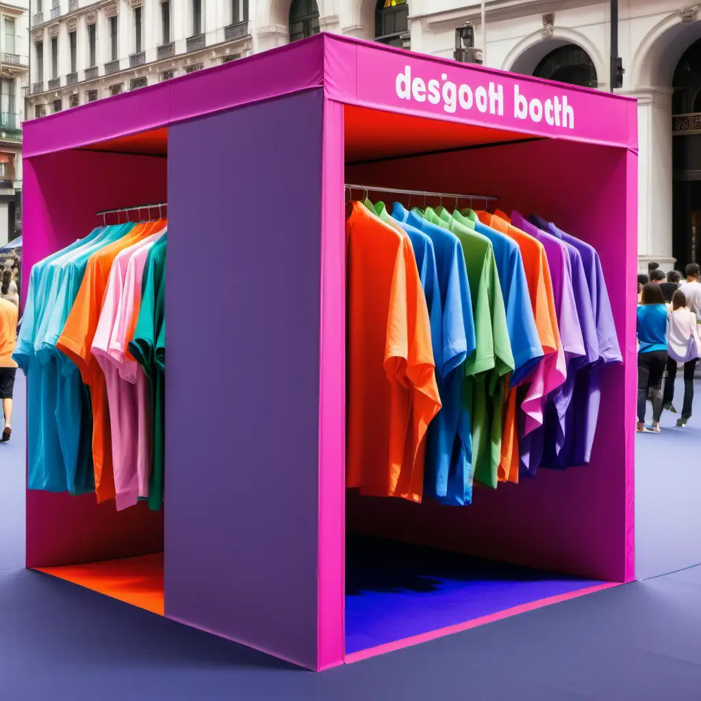 Kan du designa en monter helt täckt med löst sittande skjortor i olika färger: rosa, orange, blå, lila och grön. 