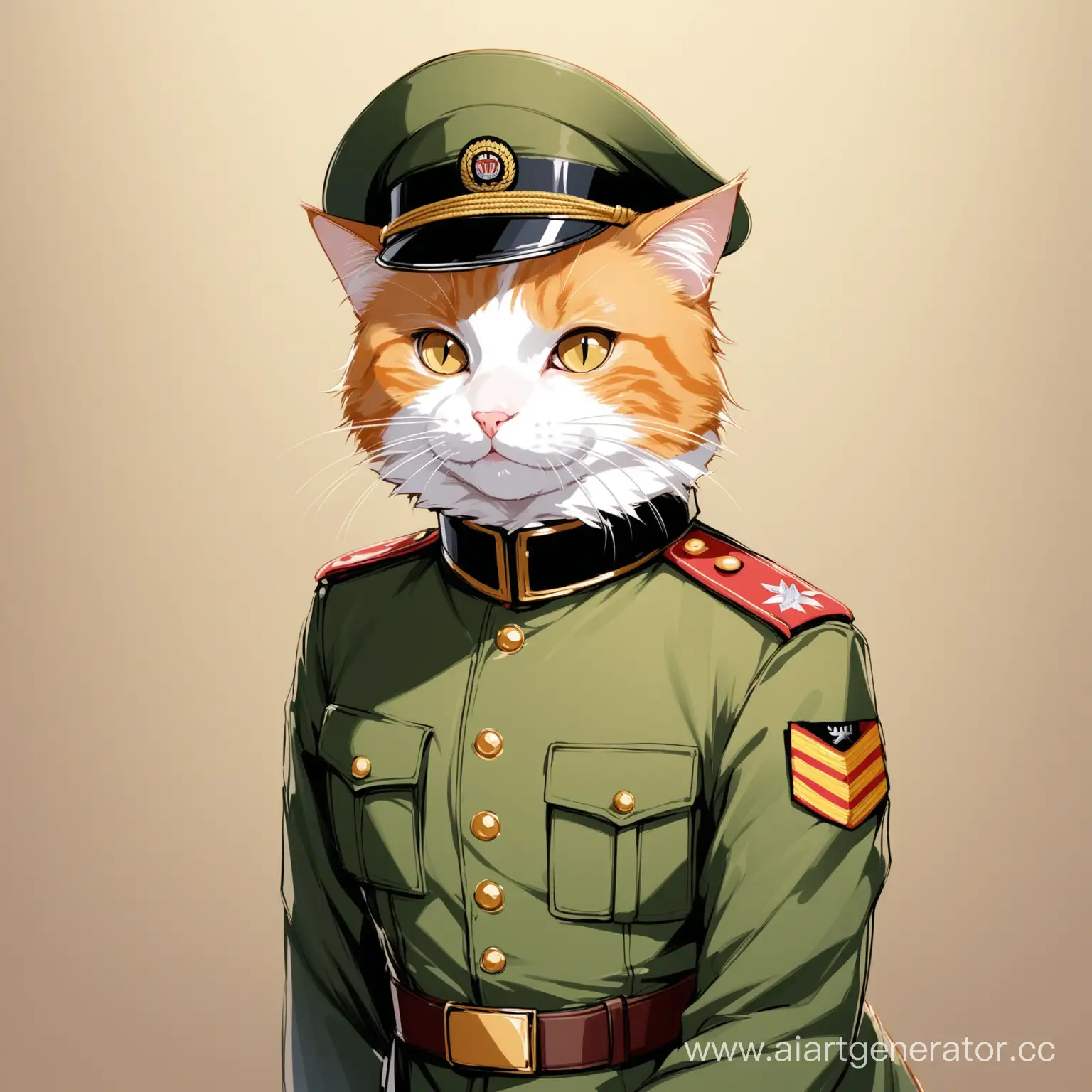 cat in modern military uniform