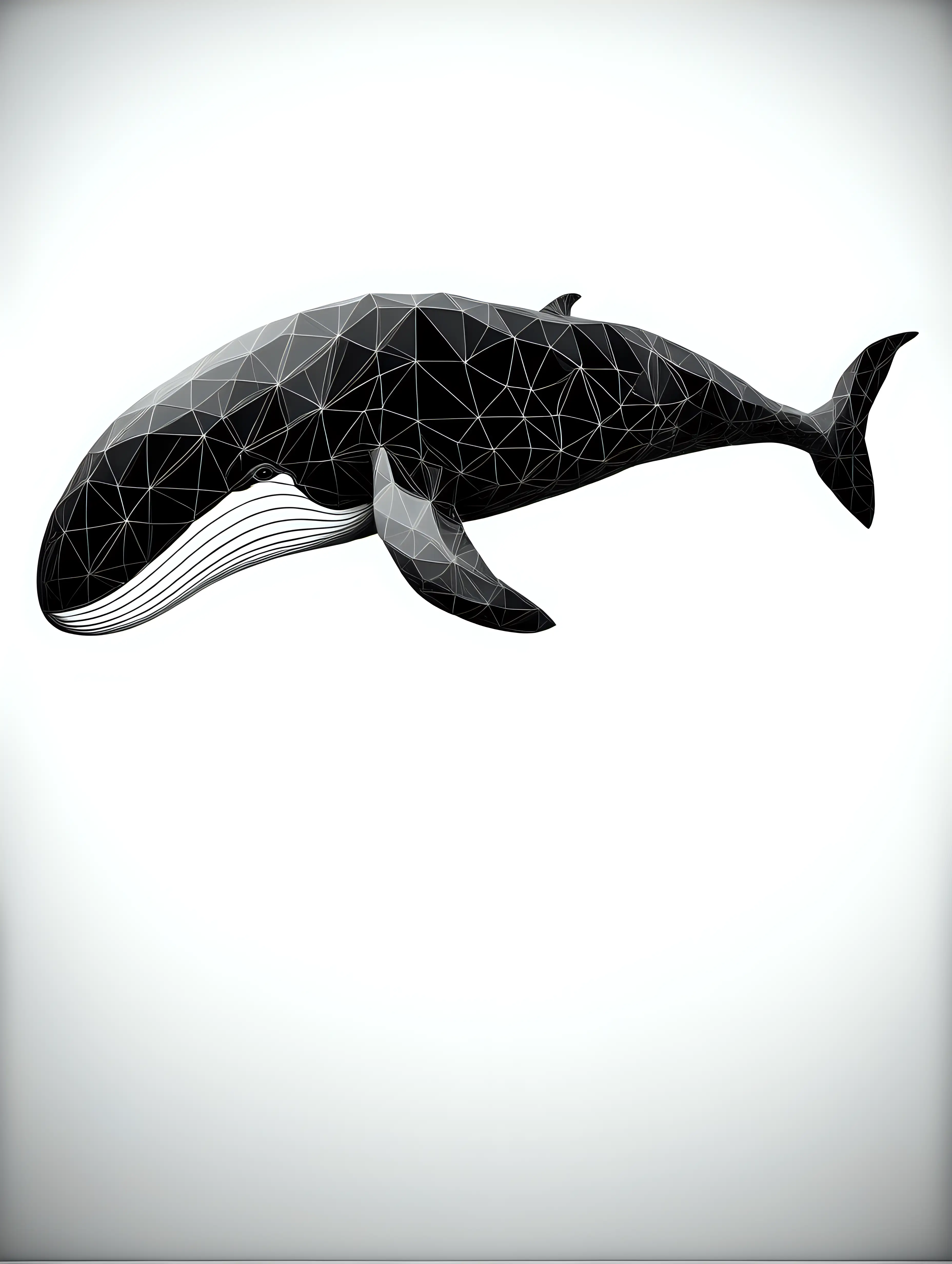 Monochrome Geometric Sperm Whale Artwork