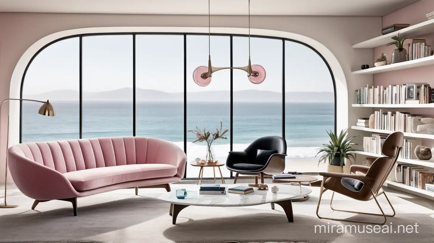 Contemporary Danish Living Room with Malibu Beach View