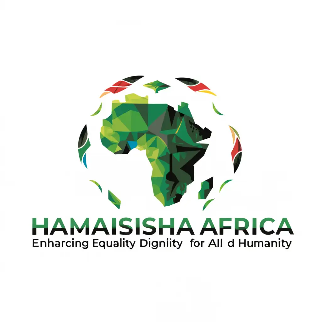 a logo design,with the text "HAMASISHA AFRICA 
Enhancing Equality & Dignity for all Humanity", main symbol:Green Africa,complex,be used in Nonprofit industry,clear background