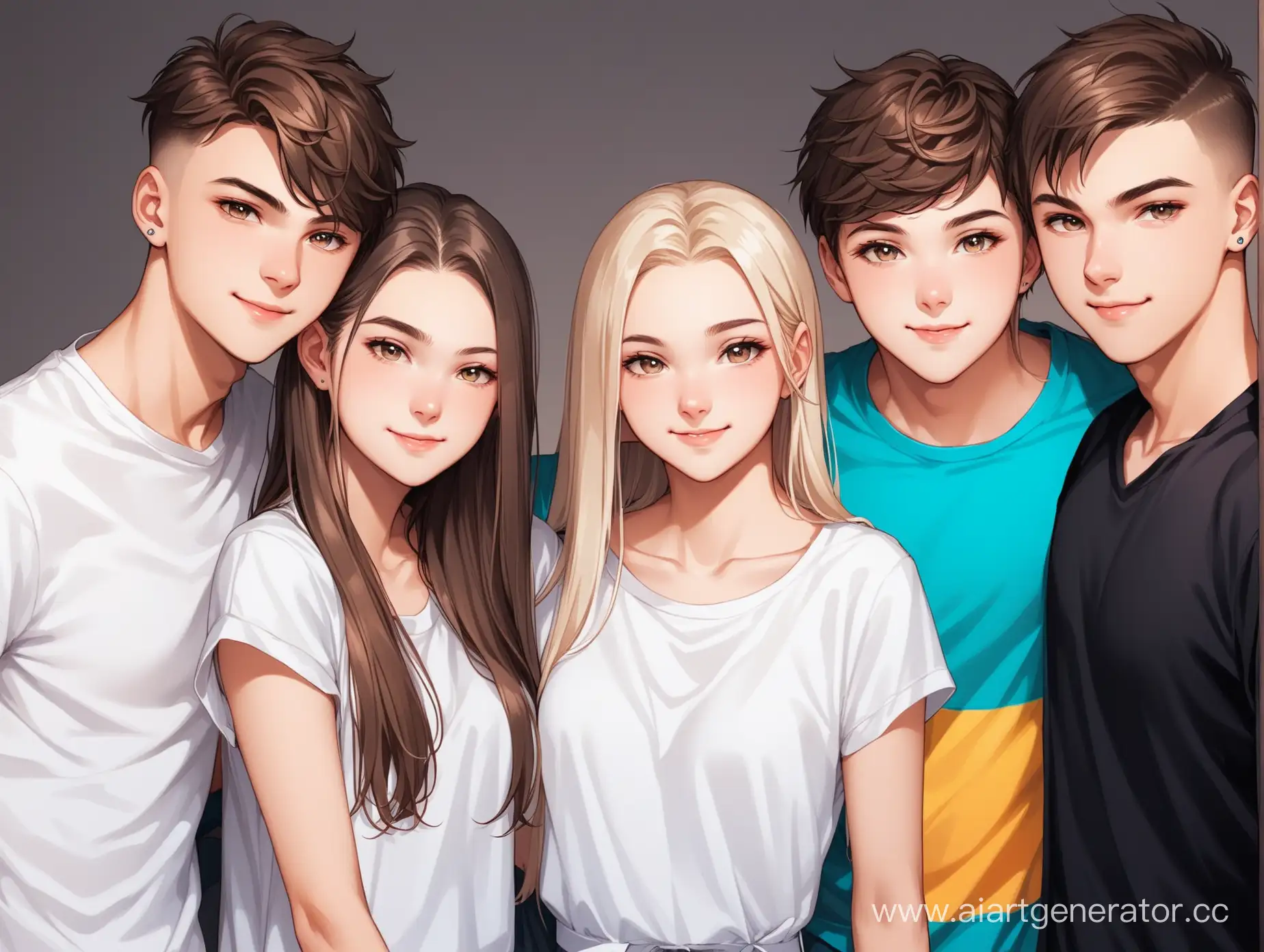 Four-Teenagers-Maxim-Vlad-Dima-and-Egor-Posing-for-Group-Photo