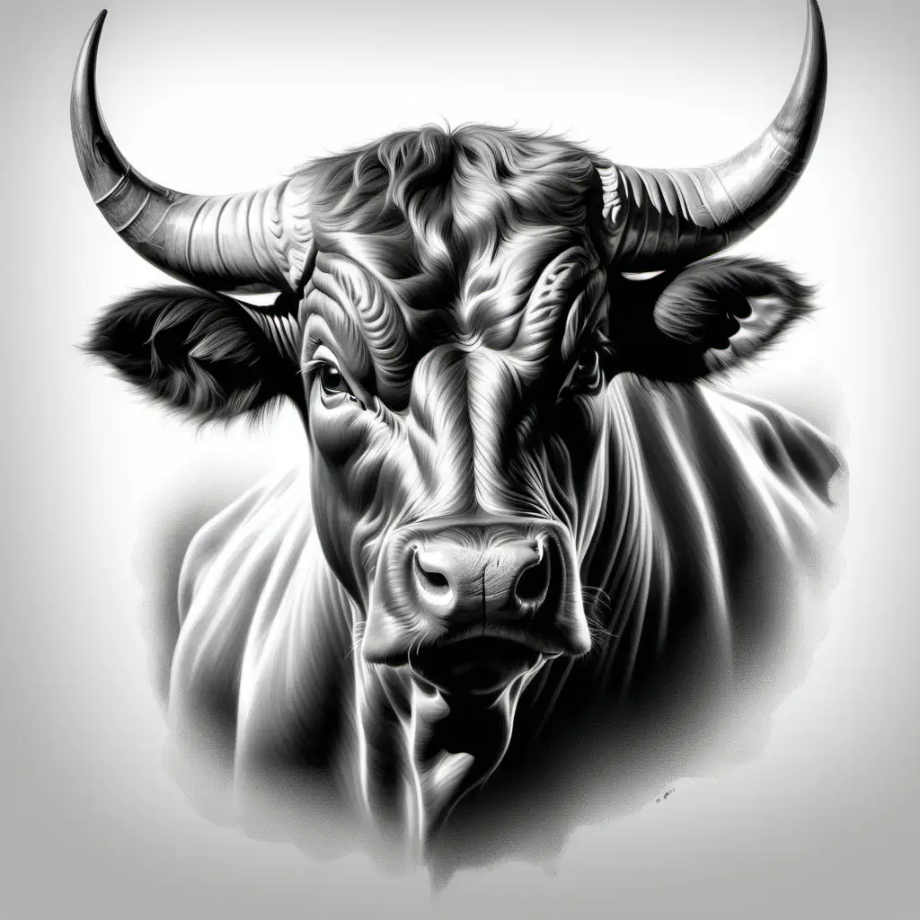 Majestic Bull Portrait Powerful Features and Determined Expression