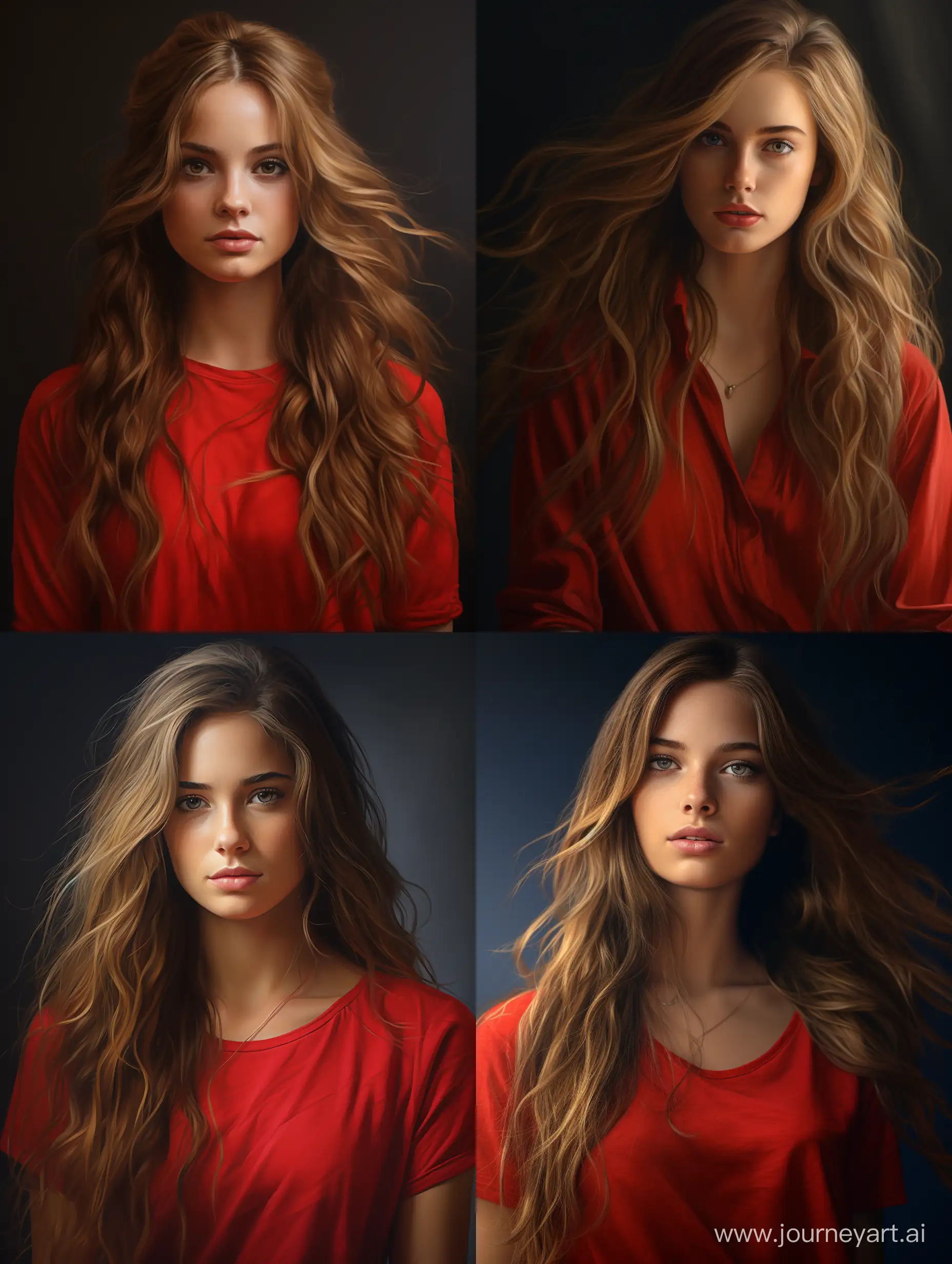 HyperRealistic-Portrait-of-a-20YearOld-Girl-in-Red-Shirt