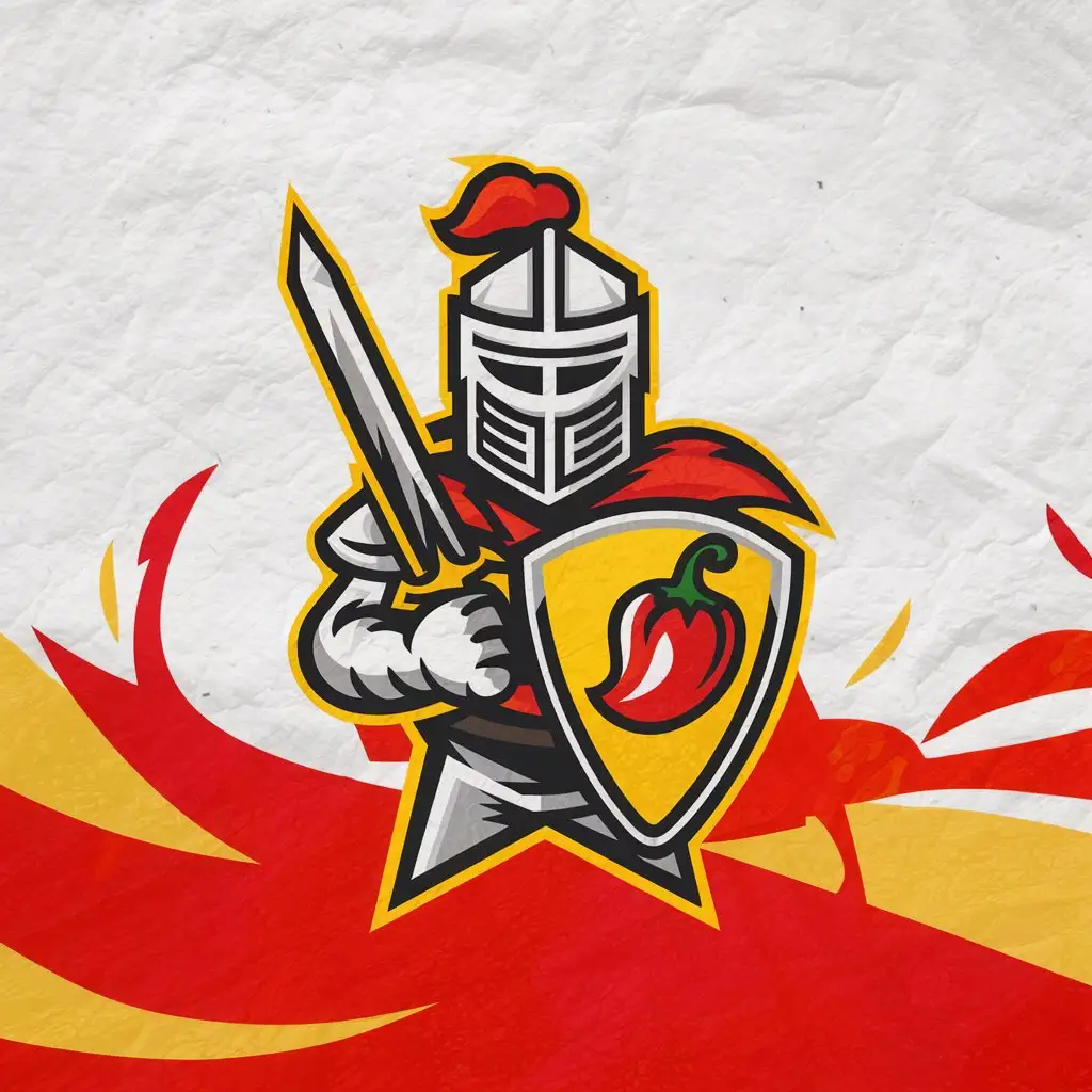 Medieval Knights Gathering Around Pepper Logo
