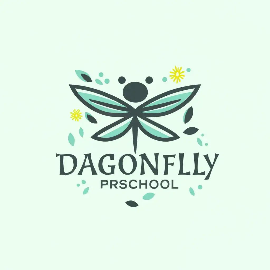 LOGO-Design-for-Dragonfly-Garden-Preschool-Vibrant-Green-Yellow-with-Whimsical-Dragonfly-and-Educational-Elements-on-a-Clear-Background