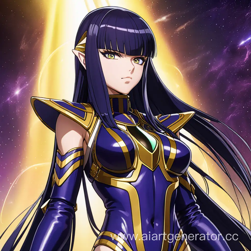 Tharja from Fire Emblem wearing a sleek and futuristic spacesuit, showing confidence and power. Anime style with detailed shading and vibrant colors. Emphasize the character's alluring charm and mysterious aura. Captivating lighting to highlight the suit's sleek design. By a renowned anime artist, inspired by the works of Katsuya Terada and Takehiko Inoue. High resolution (4k) to fully appreciate the fine details and artistry.