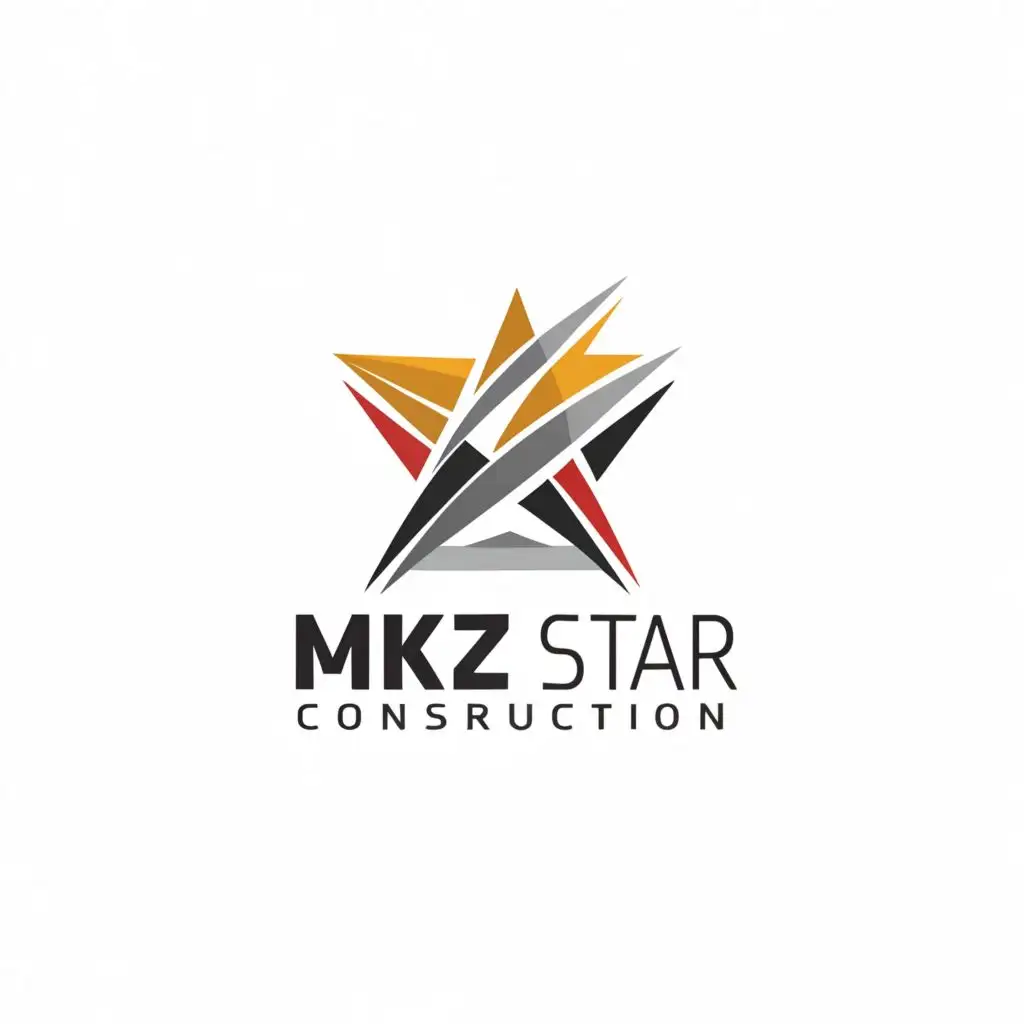 a logo design,with the text "MKZ Star Construction", main symbol:MKZ,Minimalistic,be used in Construction industry,clear background