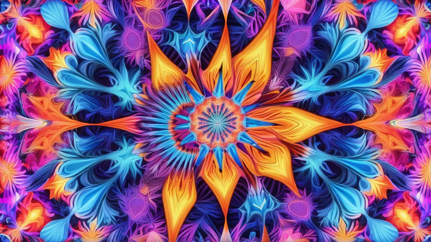 Vibrant Psychedelic Kaleidoscope Art