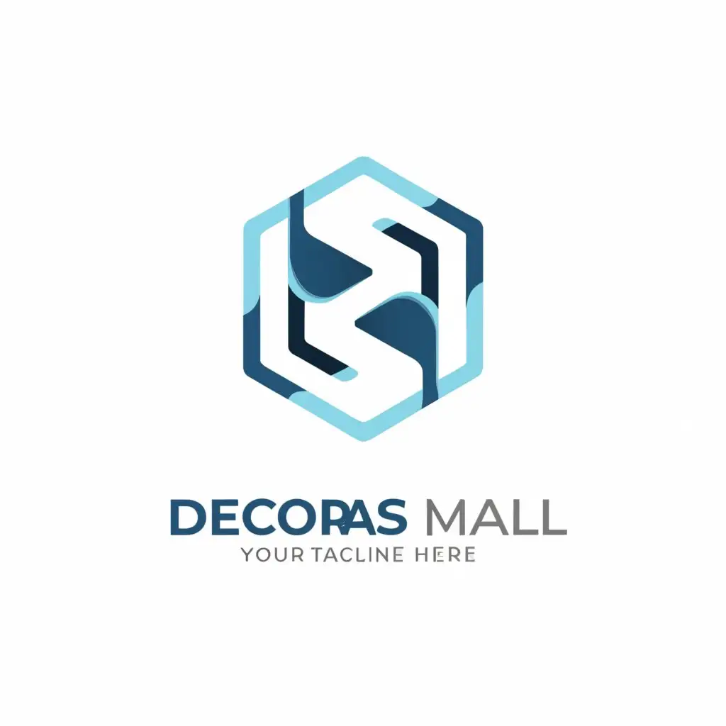 a logo design,with the text "decoras mall", main symbol:hexagon,Moderate,be used in Construction industry,clear background