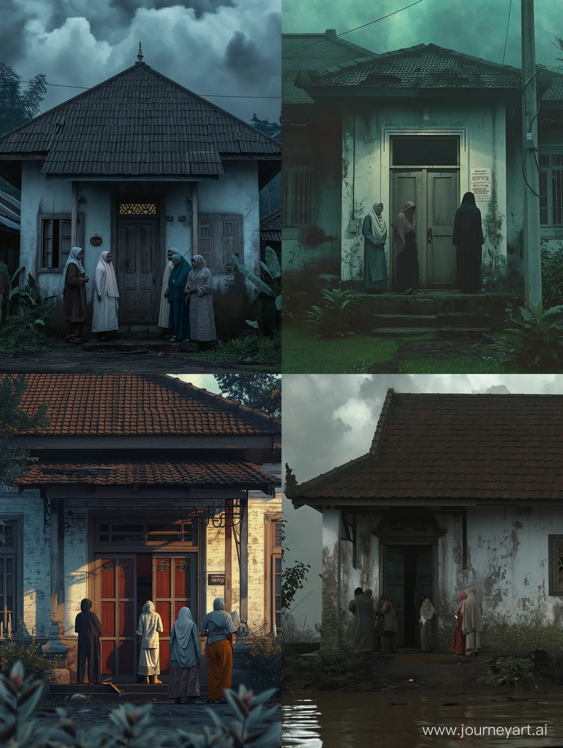 Haunted-HijabWearing-Couple-Outside-Intricate-Indonesian-House