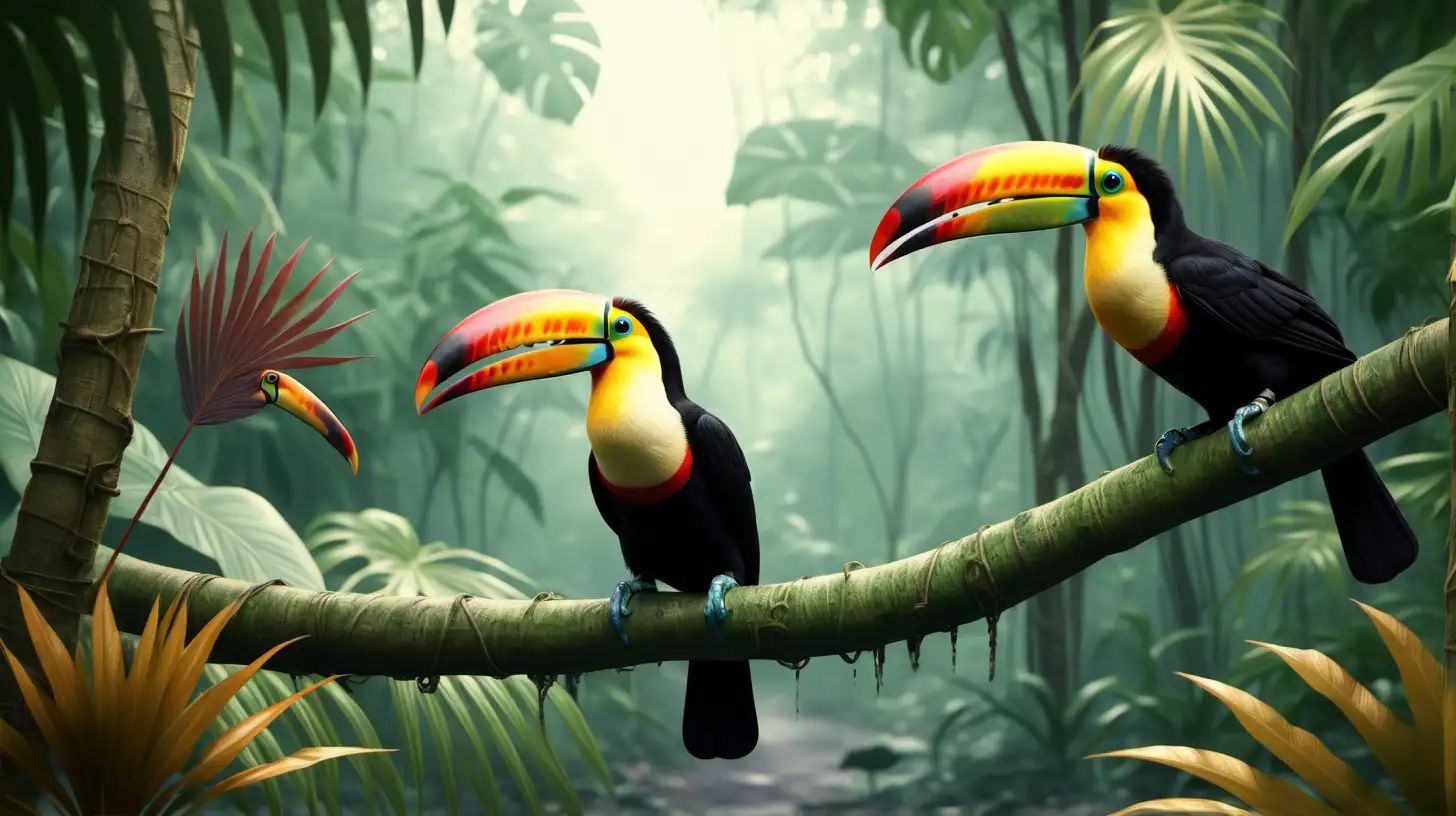 toucans in jungle