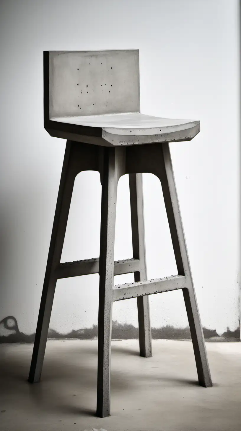 Brutalist Barstool , a Bar stool made of concrete, Brutalist architectural style, stark, utilitarian 