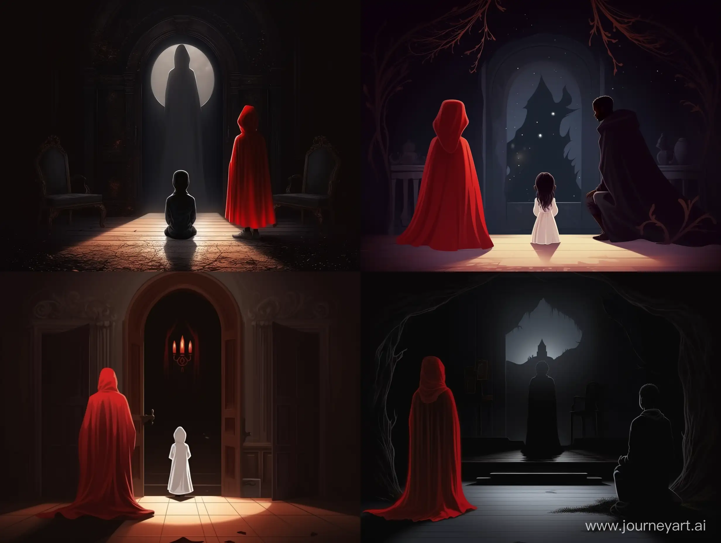 Enchanting-Fairytale-Scene-with-a-Noble-Boy-and-Mysterious-Lady-in-a-Dark-Hall