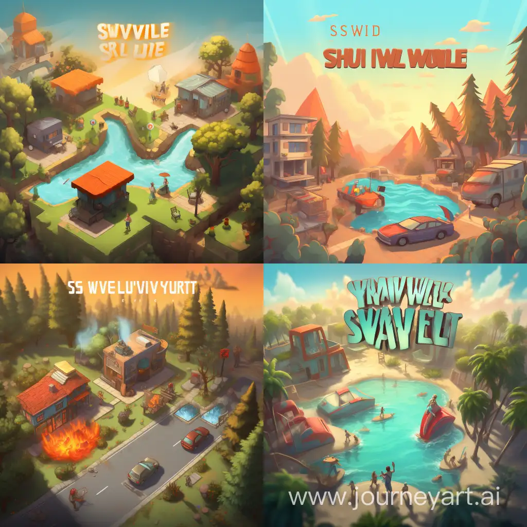 Survive-Fun-Playful-3D-Mobile-Game-Splash-Screen-with-Disasters
