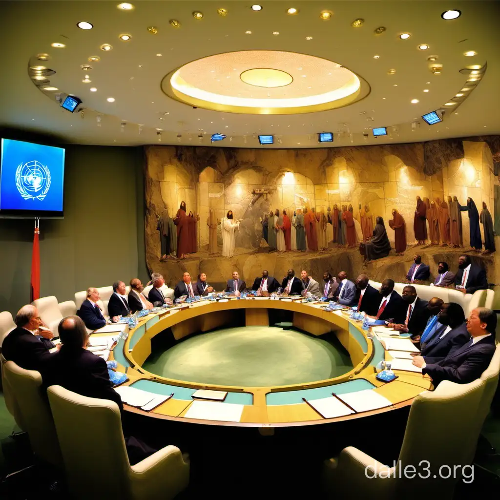 Jesus and the 12 Apostles at the United Nations