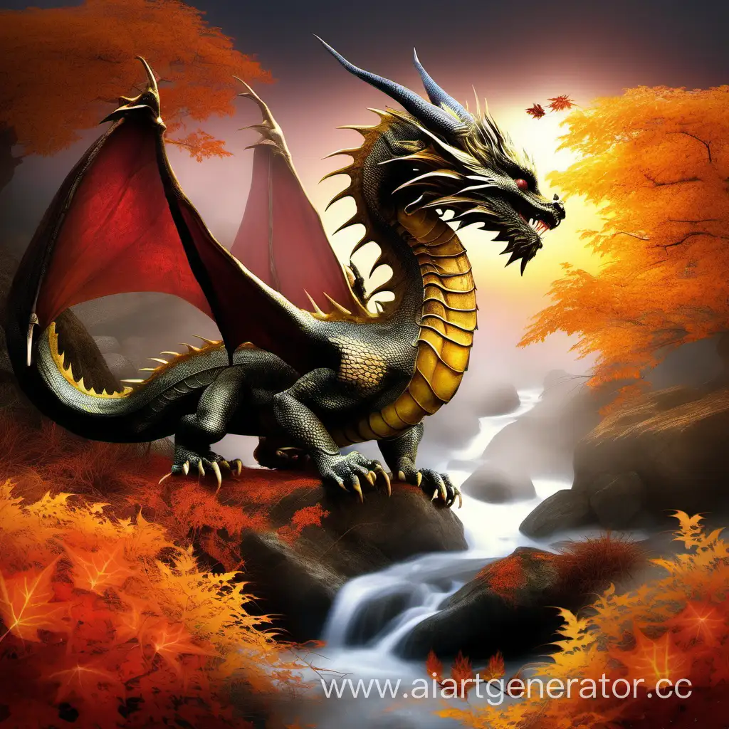 Majestic-Dragon-Awakening-in-Vibrant-Autumn-Sunrise