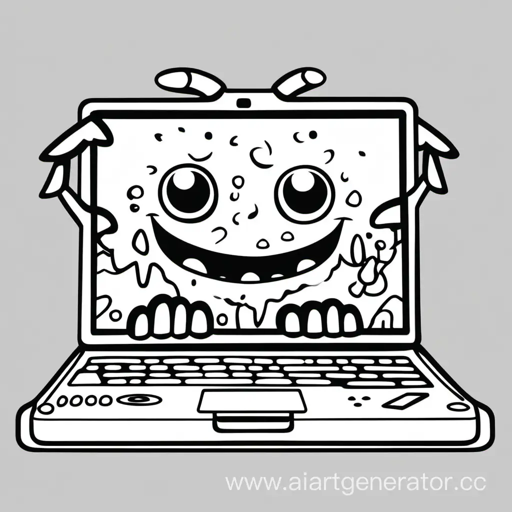 Monochrome-Monster-Laptop-for-Coloring-Fun