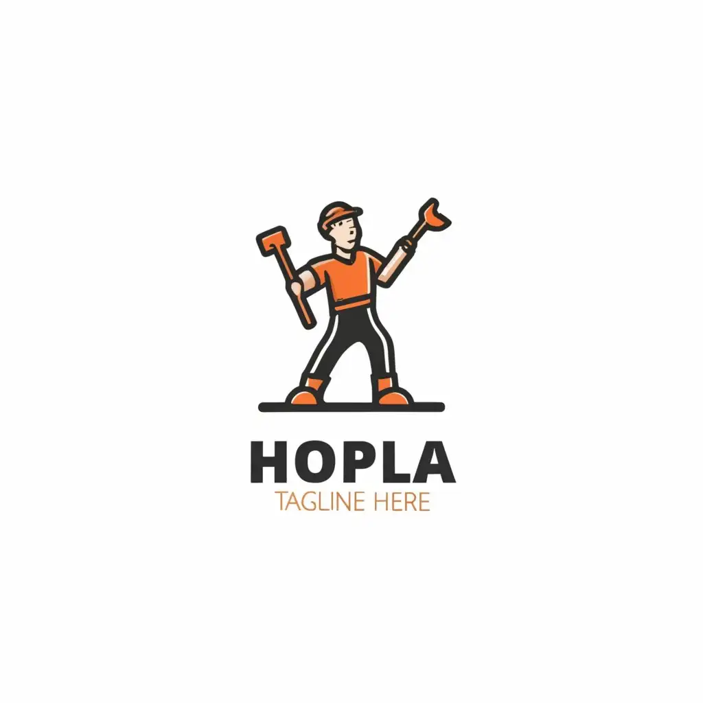 a logo design,with the text "hopla", main symbol:handyman and cleaning,Moderate,clear background
