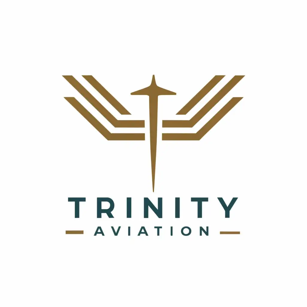 a logo design,with the text 'Trinity Aviation', main symbol:Piper Archer airplane, incorporating the Cross into the logo,complex,clear background