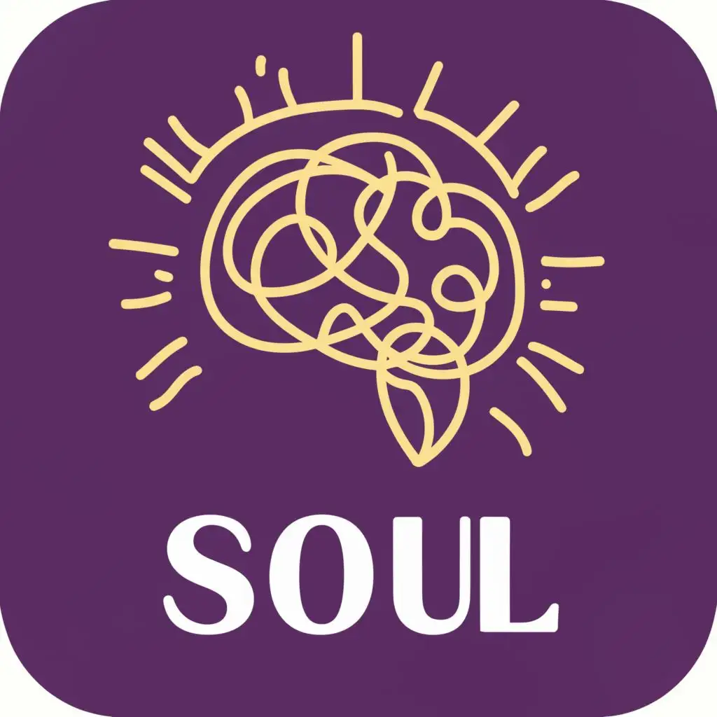 logo, mental health symbol, with the text "soul", typography