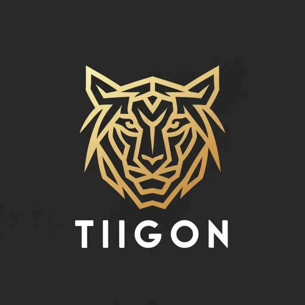 a logo design,with the text "Tigon", main symbol:A lion tiger hybrid,Moderate,clear background