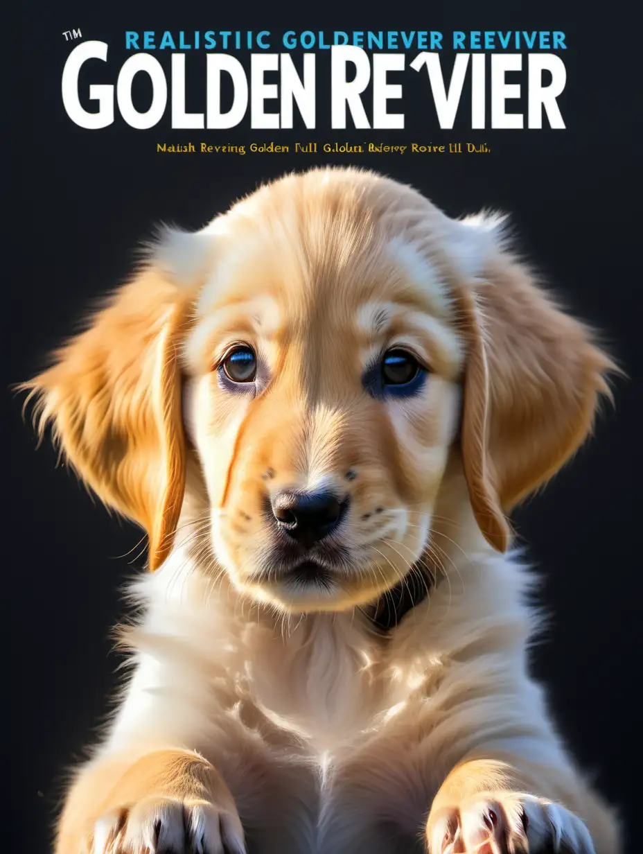 Adorable Realistic Golden Retriever Puppy in Full Color Front Cover Book