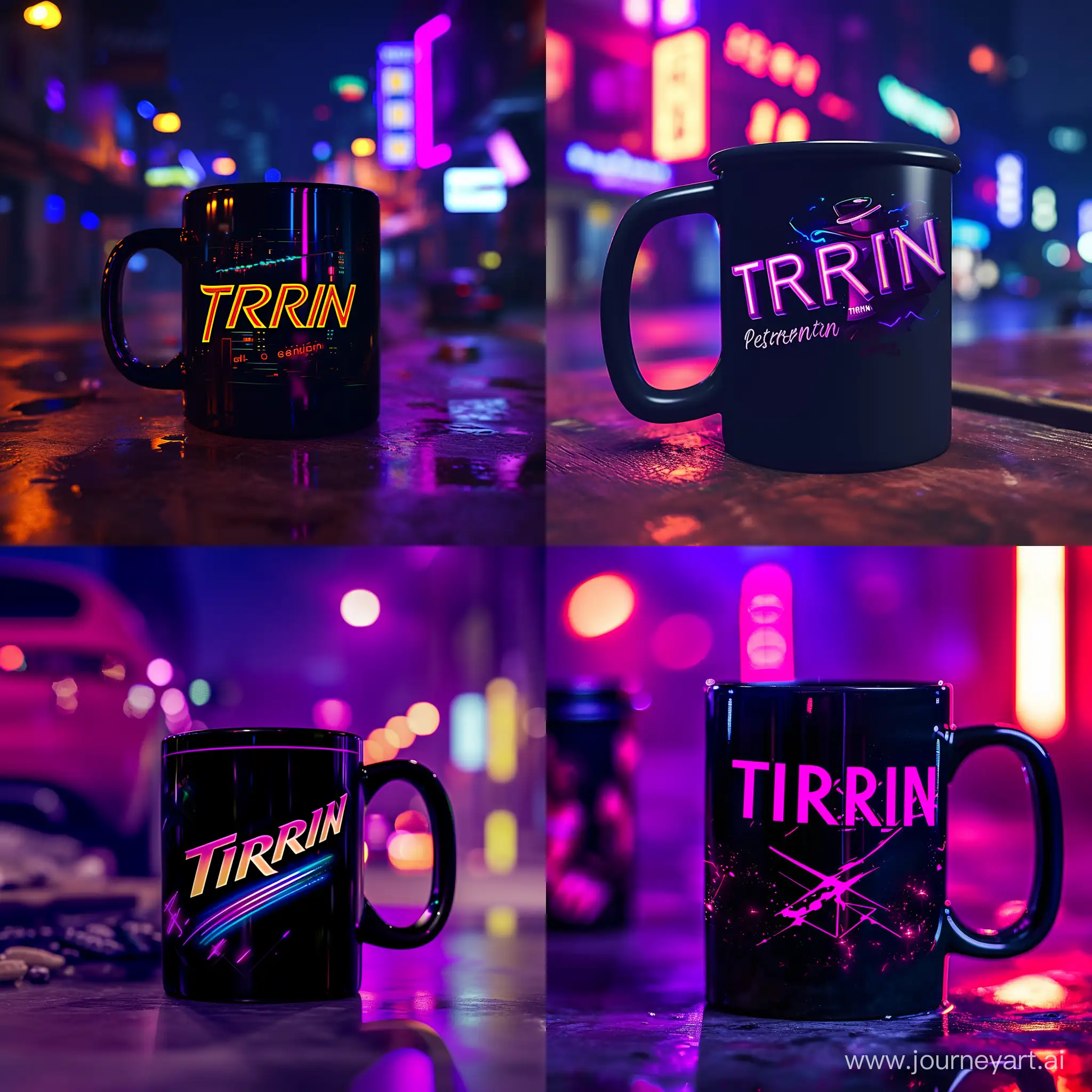 TIRRIN-Logo-Coffee-Mug-in-High-Detail-with-Vibrant-Colors-and-Neon-Lights