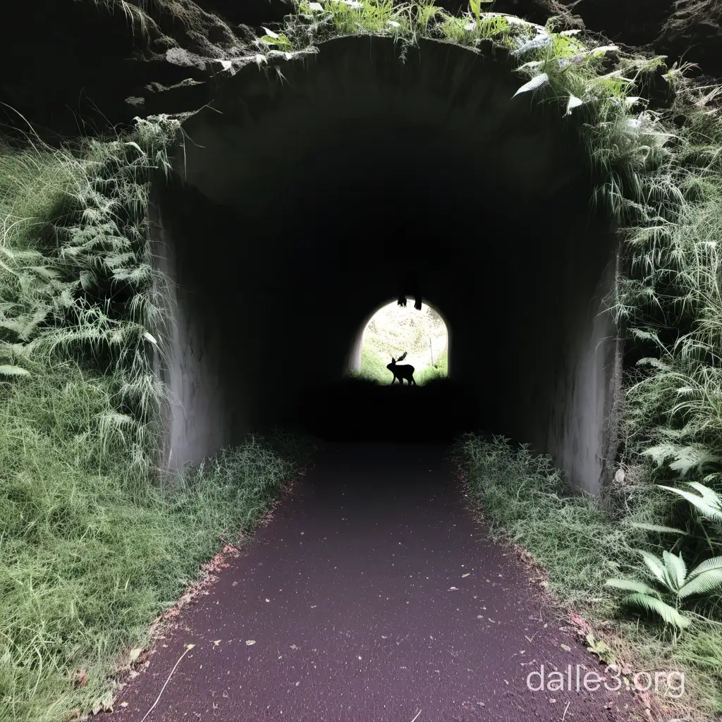 looking in a tunnel filled with wildlife