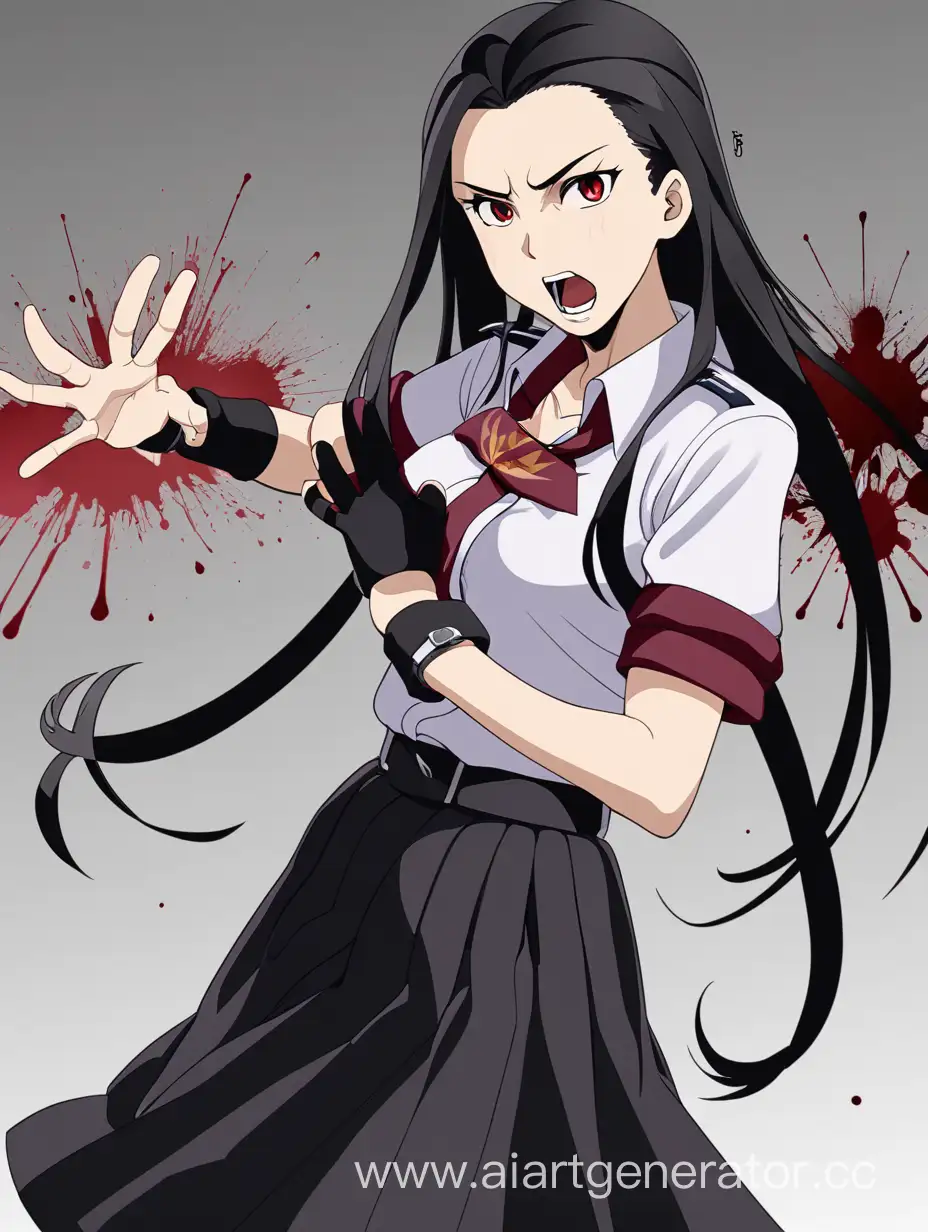 Surprised-Girl-with-Gunshot-Wound-in-Classic-White-Shirt-and-Black-Skirt