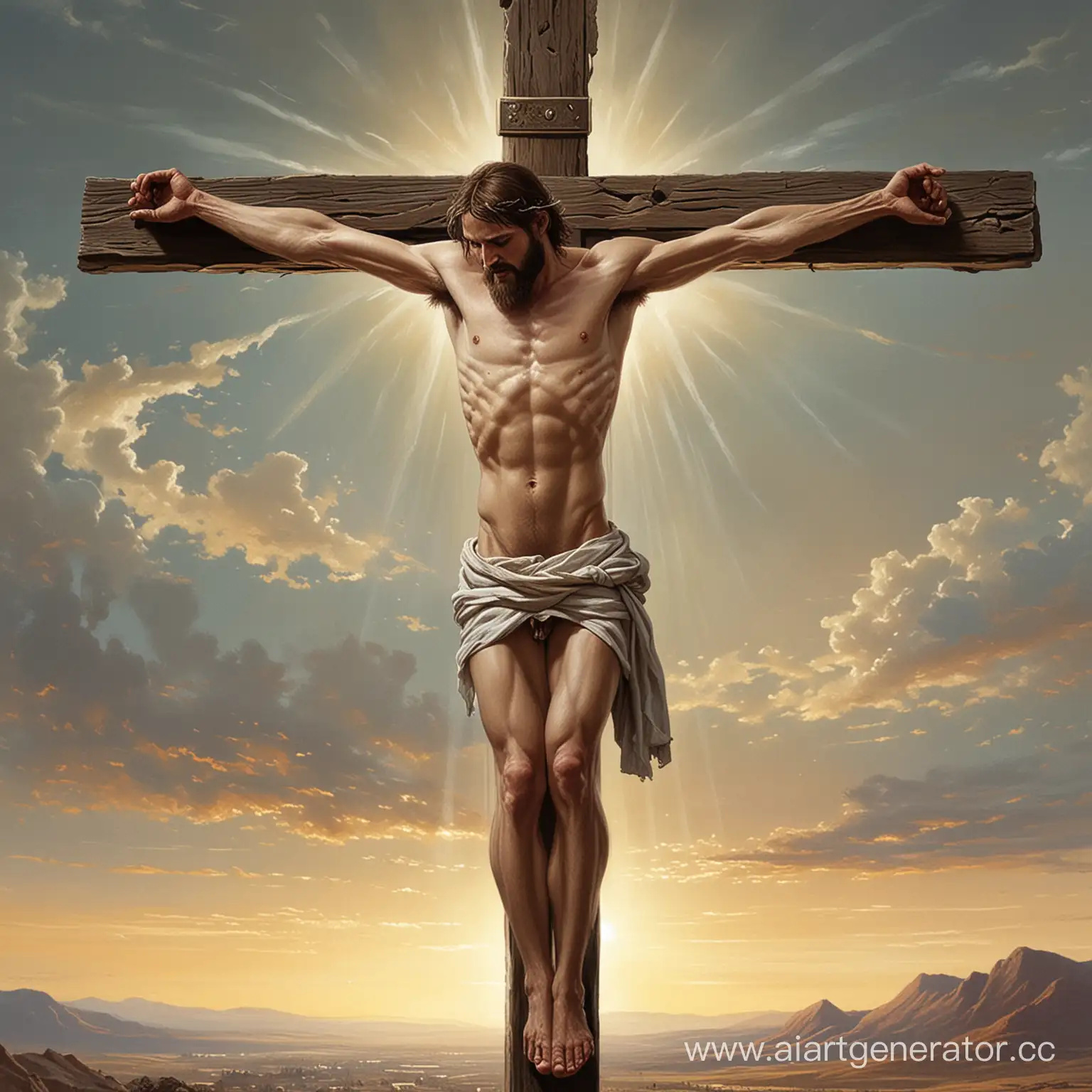 Symbolic-Crucifixion-Depiction-Surreal-Representation-of-Sacrifice-and-Redemption
