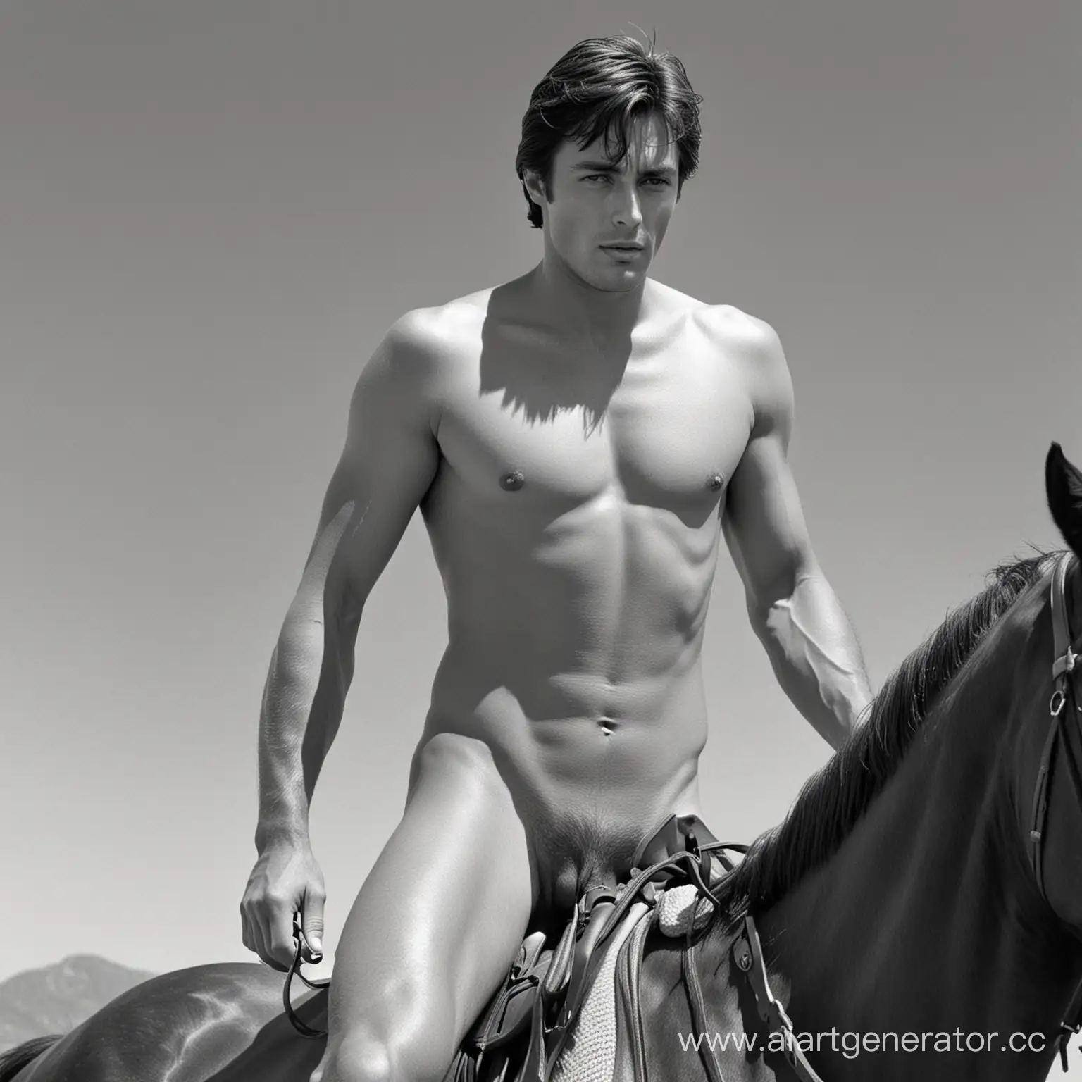 Ален Делон голый скачет на лошади
