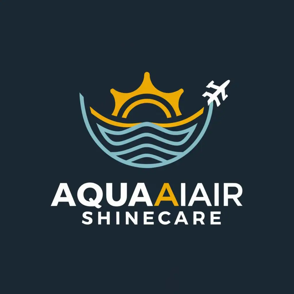 a logo design,with the text "AquaAir Shinecare", main symbol:Boat, airplane, shine,Moderate,clear background