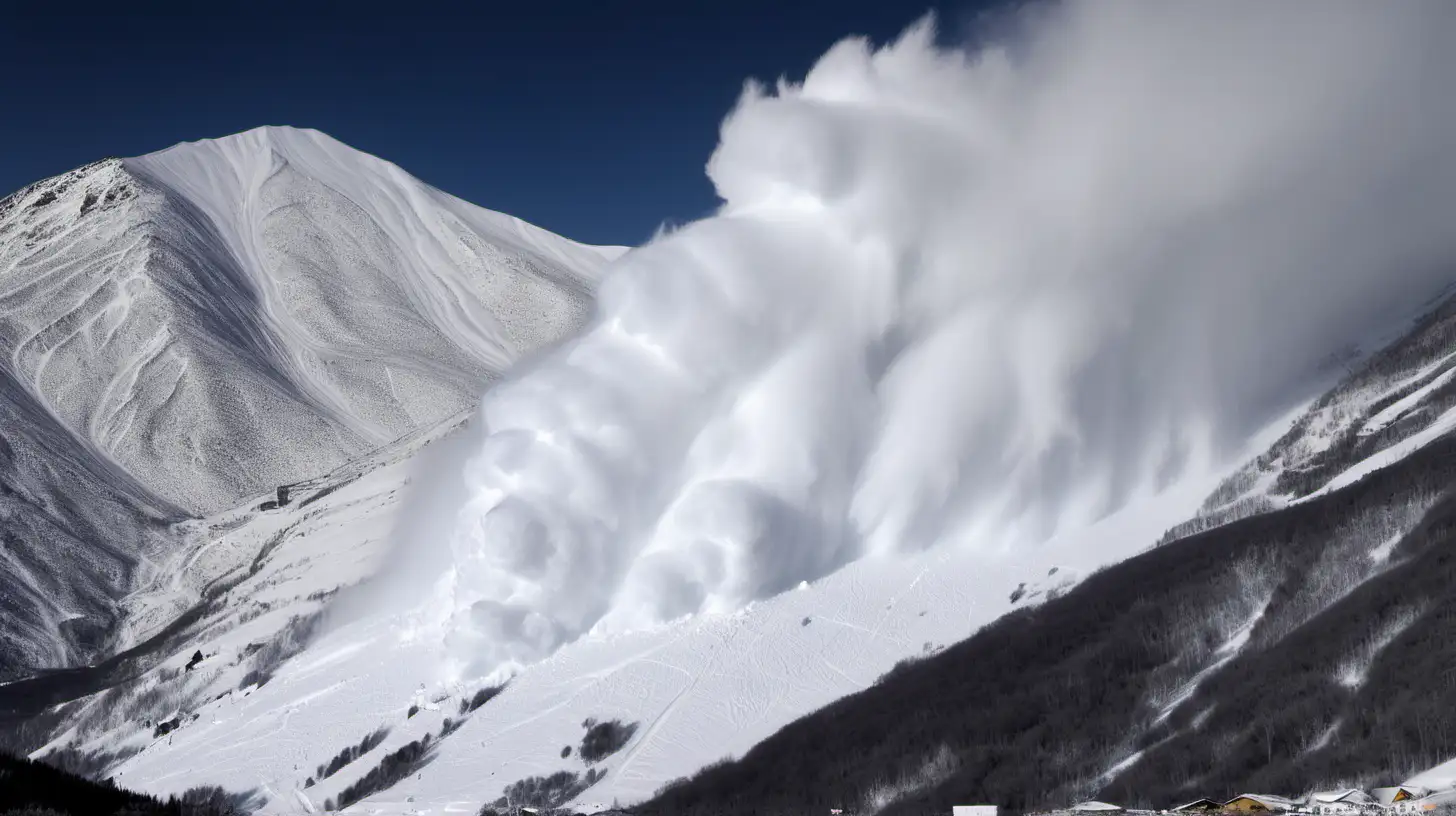 Majestic Snow Avalanche in the Rugged Mountain Landscape