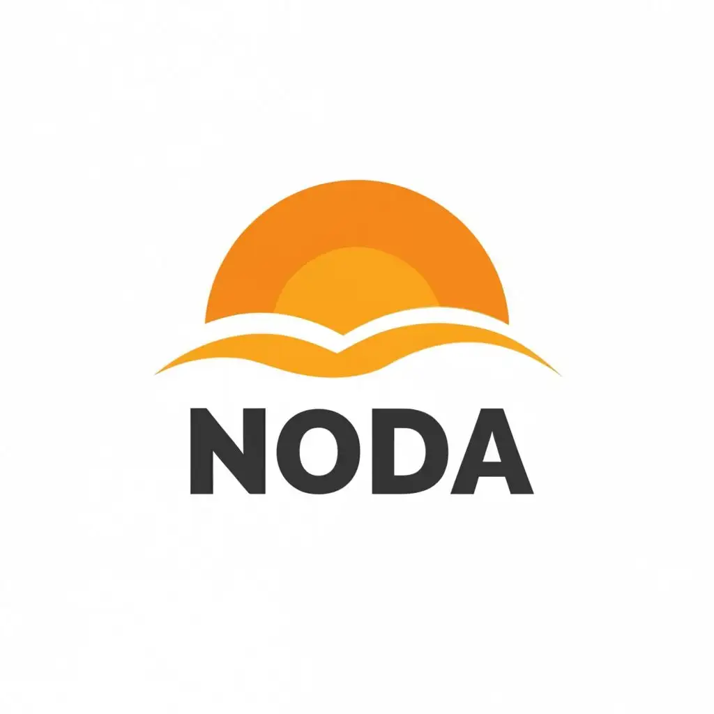 logo, sunset in place of the O, with the text "NODA", typography, be used in Nonprofit industry