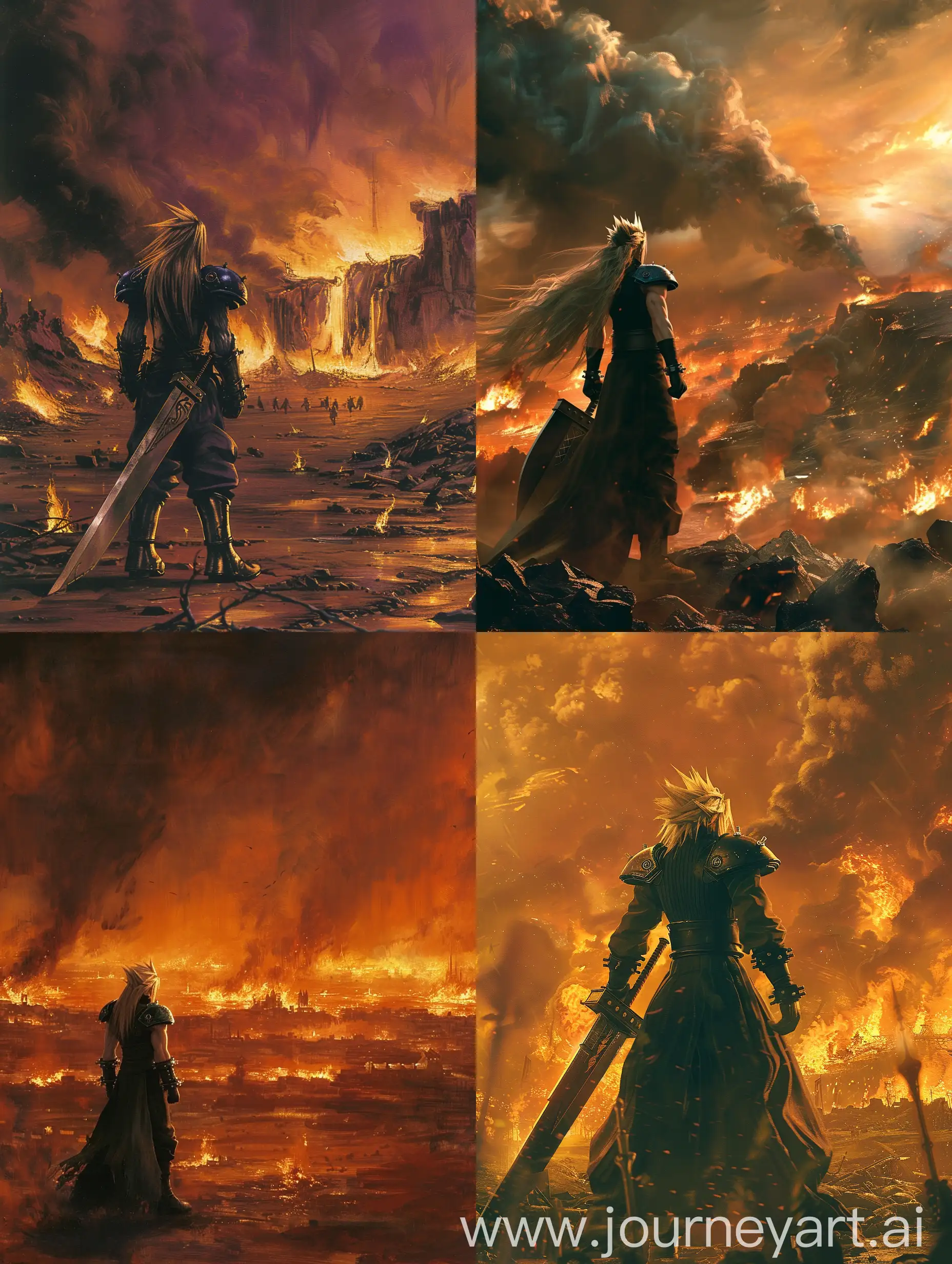 Golbez-from-Final-Fantasy-4-Standing-Before-Fiery-Landscape