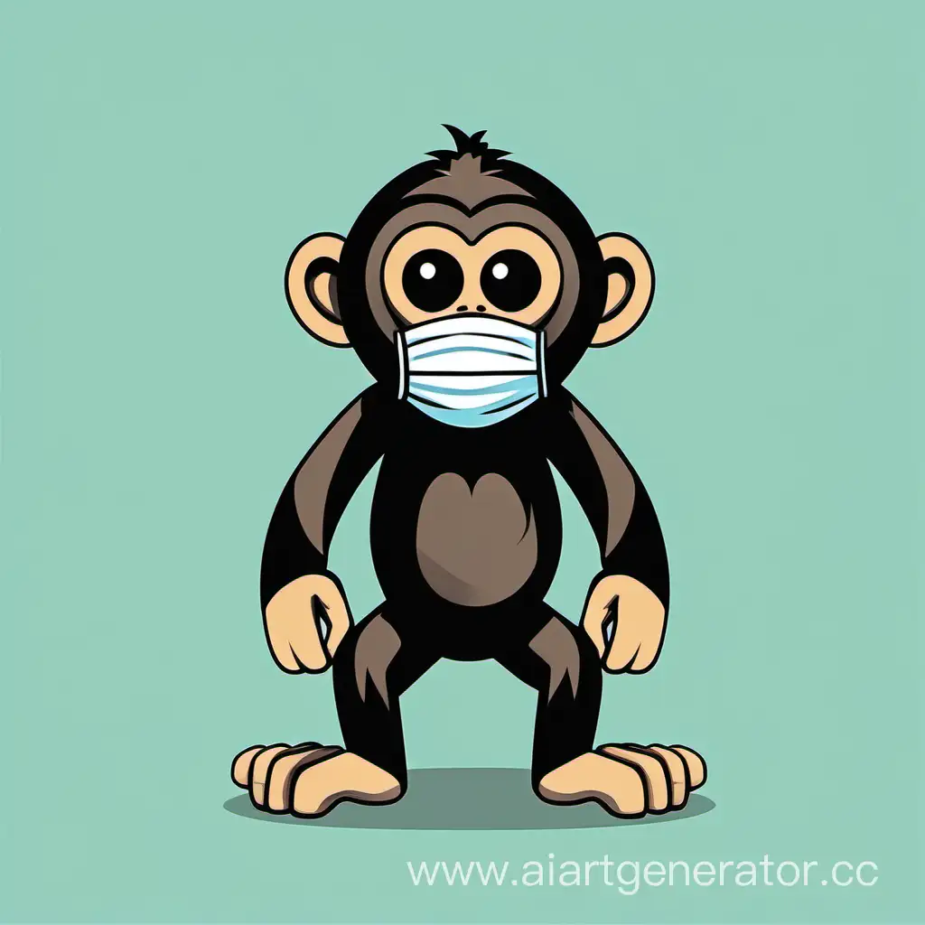 simple vector of a 3D clip art Pandemic monkey wearing mask.