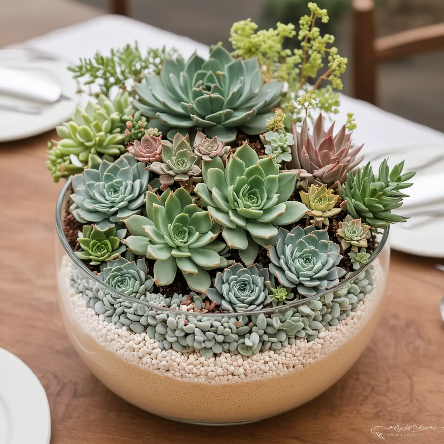 a spring wedding centerpiece that has succulents