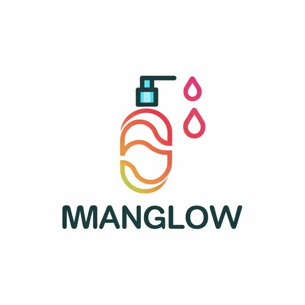 a logo design,with the text "ManGlow", main symbol:shower gel,Moderate,be used in Retail industry,clear background