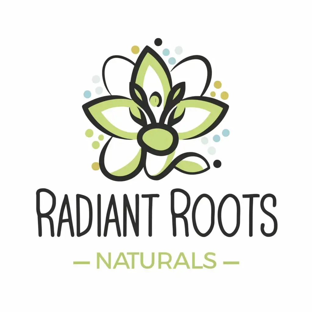 logo, natural  flower, with the text "Radiant Roots Naturals", typography, be used in Beauty Spa industry