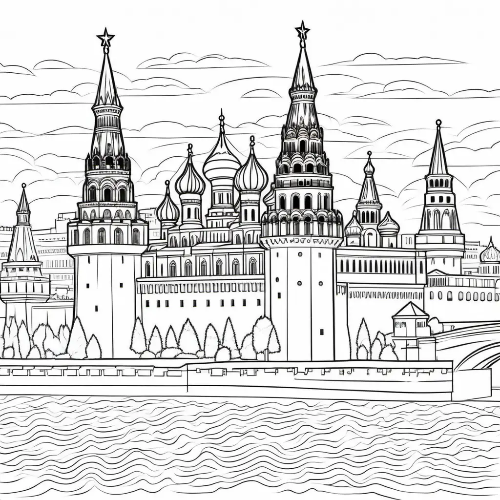 Engaging Kremlin Coloring Page for Kids Fun and Educational Russian Landmark Activity