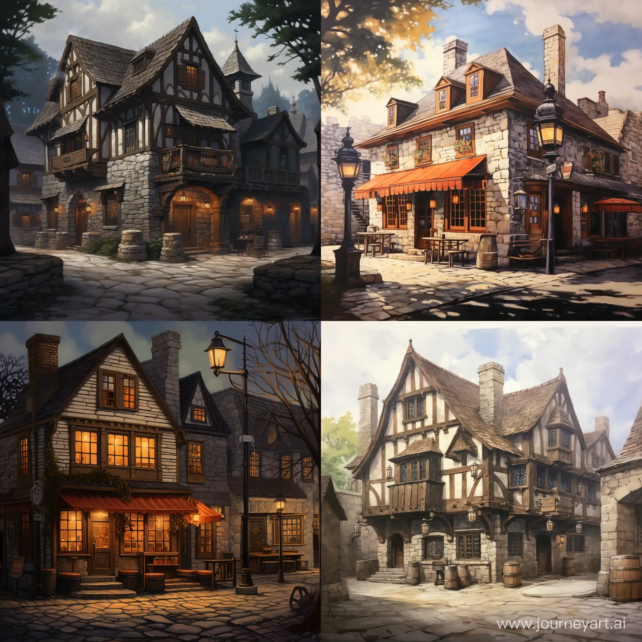 Charming-Stone-Street-Scene-with-Cozy-Tavern-and-Content-Merchants