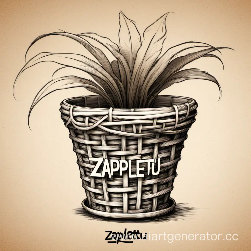 Эскиз логотипа кашпо из ротанга , название «Заплету» должно быть на картинке 