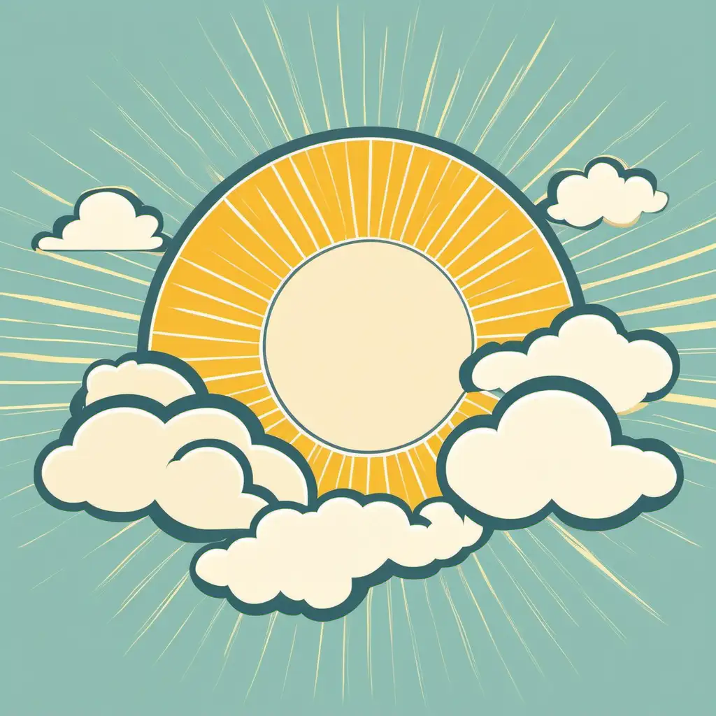 Sun shine and clouds vector artwork minimalistic 