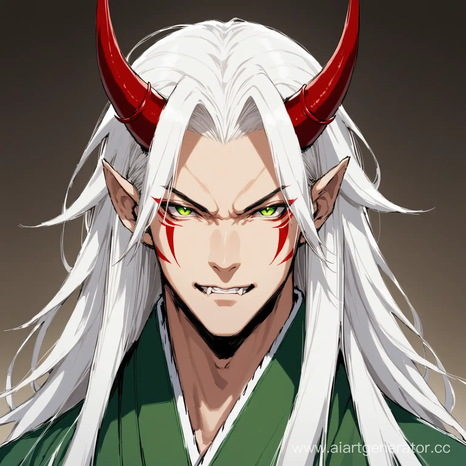 Portrait-of-a-Person-with-Long-White-Hair-Dyed-Green-and-Onilike-Horns