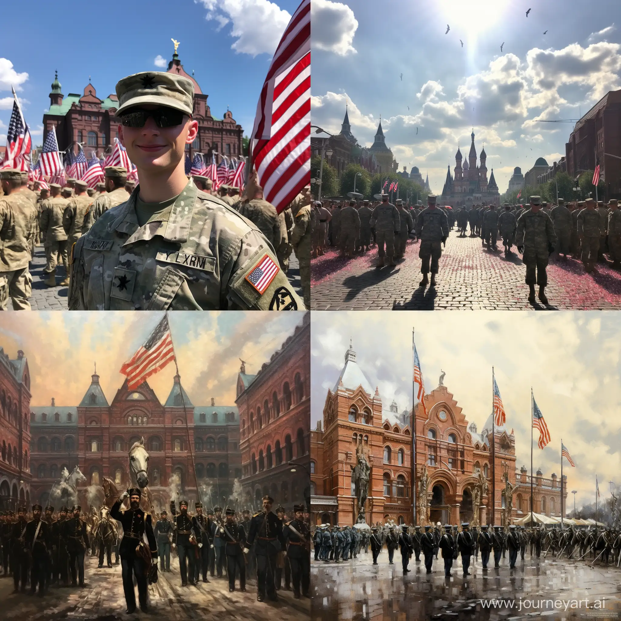 Американская армия в Москве на красной площади